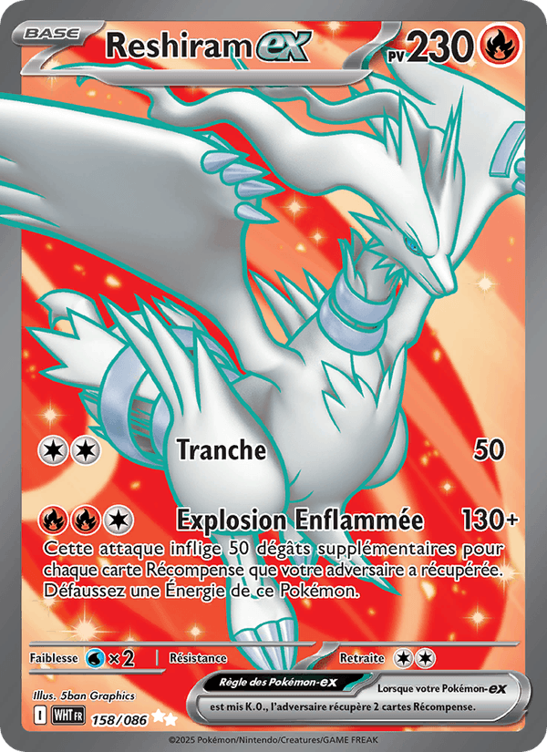 Reshiram ex 158/086 SR WHT (Français)